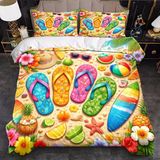 NDXRWDZR Nevresim takımı 220 x 240 cm renkli parmak arası terlik, fermuarlı nevresim takımı, yetişkinler ve çocuklar için, yumuşak, nefes alan mikrofiber nevresim + 2 yastık kılıfı 80 x 80 cm