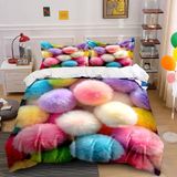 NDXRWDZR Nevresim takımı 220 x 240 cm renkli ponpon nevresim takımı, fermuarlı, fermuarlı, yetişkinler ve çocuklar için, yumuşak, nefes alan mikro elyaf nevresim + 2 yastık kılıfı 80 x 80 cm