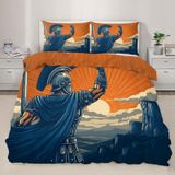 NDXRWDZR Nevresim takımı 220 x 240 cm Retro Samurai nevresim takımı, fermuarlı, fermuarlı, yetişkinler ve çocuklar için, yumuşak, nefes alan mikrofiber nevresim + 2 yastık kılıfı 80 x 80 cm