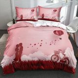 NDXRWDZR Nevresim takımı 220 x 240 cm, romantik aşk nevresim takımı, fermuarlı, kilitli, yetişkinler ve çocuklar için, yumuşak, nefes alan mikro elyaf nevresim + 2 yastık kılıfı 80 x 80 cm