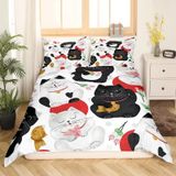 NDXRWDZR Nevresim takımı 220 x 240 cm sevimli kedi nevresim takımı, fermuarlı, fermuarlı, yetişkinler ve çocuklar için, yumuşak, nefes alan mikro elyaf nevresim + 2 yastık kılıfı 80 x 80 cm