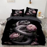 NDXRWDZR Nevresim takımı 220 x 240 cm siyah yılan nevresim takımı, fermuarlı, fermuarlı, yetişkinler ve çocuklar için, yumuşak, nefes alan mikro elyaf nevresim + 2 yastık kılıfı 80 x 80 cm
