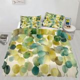 NDXRWDZR Nevresim takımı, 220 x 240 cm, sulu boya yapraklı, fermuarlı nevresim takımı, yetişkinler ve çocuklar için, yumuşak, nefes alan mikro elyaf nevresim + 2 yastık kılıfı 80 x 80 cm