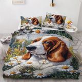 NDXRWDZR Nevresim takımı 220 x 240 cm tatlı Beagle nevresim takımı, fermuarlı kilitli, yetişkinler ve çocuklar için, yumuşak, nefes alan mikrofiber nevresim + 2 yastık kılıfı 80 x 80 cm