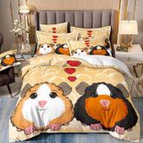 NDXRWDZR Nevresim takımı 220 x 240 cm tatlı hamster nevresim takımı, fermuarlı, fermuarlı, yetişkinler ve çocuklar için, yumuşak, nefes alan mikro elyaf nevresim + 2 yastık kılıfı 80 x 80 cm
