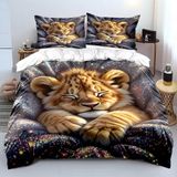 NDXRWDZR Nevresim takımı 220 x 240 cm tatlı kaplan nevresim takımı, fermuarlı, fermuarlı, yetişkinler ve çocuklar için, yumuşak, nefes alan mikro elyaf nevresim + 2 yastık kılıfı 80 x 80 cm