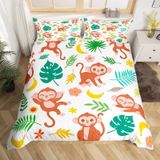 NDXRWDZR Nevresim takımı 220 x 240 cm tatlı maymun nevresim takımı, fermuarlı, fermuarlı, yetişkinler ve çocuklar için, yumuşak, nefes alan mikrofiber nevresim + 2 yastık kılıfı 80 x 80 cm