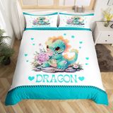 NDXRWDZR Nevresim takımı 220 x 240 cm yeşil dinozor nevresim takımı, fermuarlı kilitli, yetişkinler ve çocuklar için, yumuşak, nefes alan mikrofiber nevresim + 2 yastık kılıfı 80 x 80 cm