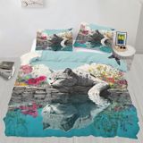 NDXRWDZR Nevresim Takımı 220 x 240 cm Yetişkin Beyaz Kedi Çift Kişilik Nevresim Takımı Fermuarlı Rahat Nefes Alabilir Mikrofiber Nevresim ve 2 Yastık Kılıfı 65 x 65 cm