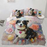 NDXRWDZR Nevresim takımı 220 x 240 Corgi. Fermuarlı nevresim takımı, yetişkinler ve çocuklar için, yumuşak, nefes alan mikro elyaf nevresim + 2 yastık kılıfı 80 x 80 cm