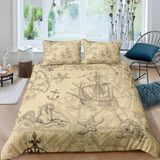 NDXRWDZR Nevresim takımı, 220 x 240, denizci, vintage tarzı, fermuarlı nevresim takımı, yetişkinler ve çocuklar için, yumuşak, nefes alan mikrofiber nevresim + 2 yastık kılıfı 80 x 80 cm