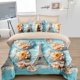NDXRWDZR Nevresim takımı, 220 x 240, Eyfel Kulesi, fermuarlı nevresim takımı, yetişkinler ve çocuklar için, yumuşak, nefes alan mikro elyaf nevresim + 2 yastık kılıfı 80 x 80 cm