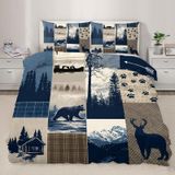 NDXRWDZR Nevresim takımı 220 x 240 geyik ayısı Renjagd nevresim takımı, fermuarlı, kilitli, yetişkinler ve çocuklar için, yumuşak, nefes alan mikrofiber nevresim + 2 yastık kılıfı 80 x 80 cm