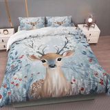 NDXRWDZR Nevresim takımı 220 x 240 geyik nevresim takımı, fermuarlı, kilitli, yetişkinler ve çocuklar için, yumuşak, nefes alan mikro elyaf nevresim + 2 yastık kılıfı 80 x 80 cm