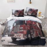 NDXRWDZR Nevresim takımı 220 x 240 itfaiye aracı nevresim takımı, fermuarlı, fermuarlı, fermuarlı, yetişkinler ve çocuklar için, yumuşak, nefes alan mikro elyaf nevresim + 2 yastık kılıfı 80 x 80 cm