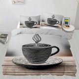 NDXRWDZR Nevresim takımı, 220 x 240, kahve fincanı, nevresim takımı, fermuarlı, kilitli, yetişkinler ve çocuklar için, yumuşak, nefes alan mikro elyaf nevresim + 2 yastık kılıfı 80 x 80 cm