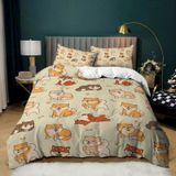 NDXRWDZR Nevresim takımı 220 x 240 kahverengi Corgi nevresim takımı, fermuarlı, fermuarlı, yetişkinler ve çocuklar için, yumuşak, nefes alan mikro elyaf nevresim + 2 yastık kılıfı 80 x 80 cm