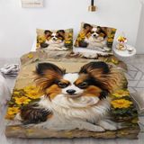 NDXRWDZR Nevresim takımı 220 x 240 kelebek köpeği nevresim takımı, fermuarlı, kilitli, yetişkinler ve çocuklar için, yumuşak, nefes alan mikro elyaf nevresim + 2 yastık kılıfı 80 x 80 cm