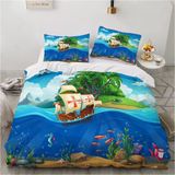 NDXRWDZR Nevresim takımı, 220 x 240, korsan gemisi, fermuarlı nevresim takımı, yetişkinler ve çocuklar için, yumuşak, nefes alan mikro elyaf nevresim + 2 yastık kılıfı 80 x 80 cm