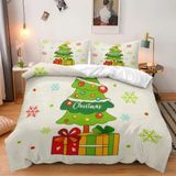 NDXRWDZR Nevresim takımı 220 x 240 Noel ağacı nevresim takımı, fermuarlı, kilitli, yetişkinler ve çocuklar için, yumuşak, nefes alan mikro elyaf nevresim + 2 yastık kılıfı 80 x 80 cm