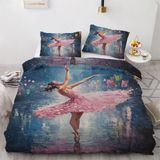 NDXRWDZR Nevresim takımı 220 x 240 pembe balerin nevresim takımı, fermuarlı, yetişkinler ve çocuklar için, yumuşak, nefes alan mikro elyaf nevresim + 2 yastık kılıfı 80 x 80 cm