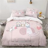 NDXRWDZR Nevresim takımı 220 x 240 pembe fil kedisi nevresim takımı, fermuarlı kilitli, yetişkinler ve çocuklar için, yumuşak, nefes alan mikrofiber nevresim + 2 yastık kılıfı 80 x 80 cm