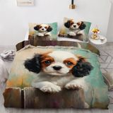NDXRWDZR Nevresim Takımı 220 x 240 Royal Charles Spaniel, Yetişkinler Çocuklar için Fermuarlı Yatak Takımı, Yumuşak Nefes Alabilir Mikrofiber Nevresim + 2 Yastık Kılıfı 80 x 80 cm