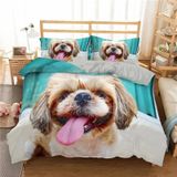 NDXRWDZR Nevresim takımı 220 x 240 Shih Tzu nevresim takımı, fermuarlı, fermuarlı, yetişkinler ve çocuklar için, yumuşak, nefes alan mikro elyaf nevresim + 2 yastık kılıfı 80 x 80 cm