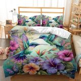 NDXRWDZR Nevresim takımı 220 x 240 Sinek kuşu çiçeği nevresim takımı, fermuarlı kilitli, yetişkinler ve çocuklar için, yumuşak, nefes alan mikrofiber nevresim + 2 yastık kılıfı 80 x 80 cm
