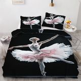 NDXRWDZR Nevresim takımı 220 x 240 siyah bale nevresim takımı, fermuarlı, fermuarlı, yetişkinler ve çocuklar için, yumuşak, nefes alan mikro elyaf nevresim + 2 yastık kılıfı 80 x 80 cm