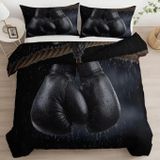 NDXRWDZR Nevresim takımı 220 x 240 siyah boks eldiveni nevresim takımı, fermuarlı, fermuarlı, fermuarlı, yetişkinler ve çocuklar için, yumuşak, nefes alan mikro elyaf nevresim + 2 yastık kılıfı 80 x