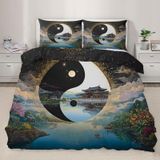 NDXRWDZR Nevresim takımı 220 x 240 Tai Chi Yin und Yang nevresim takımı, fermuarlı kilitli, yetişkinler ve çocuklar için, yumuşak, nefes alan mikrofiber nevresim + 2 yastık kılıfı 80 x 80 cm