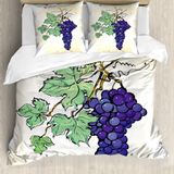 NDXRWDZR Nevresim takımı 220 x 240 üzüm nevresim takımı, fermuarlı, kilitli, yetişkinler ve çocuklar için, yumuşak, nefes alan mikro elyaf nevresim + 2 yastık kılıfı 80 x 80 cm