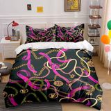 NDXRWDZR Nevresim Takımı 220 x 240 Yetişkin Altın Zincir Nevresim Fermuarlı 2 Kişilik Rahat Nefes Alabilir Mikrofiber Nevresim ve 2 Yastık Kılıfı 65 x 65 cm