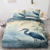NDXRWDZR Nevresim Takımı 220 x 240 Yetişkin Balıkçıl Kuşu Mavi Nevresim Fermuarlı 2 Kişilik Rahat Nefes Alabilir Mikrofiber Nevresim ve 2 Yastık Kılıfı 65 x 65 cm