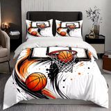 NDXRWDZR Nevresim Takımı 220 x 240 Yetişkin Basketbol Beyaz Nevresim Fermuarlı 2 Kişilik Rahat Nefes Alabilir Mikrofiber Nevresim ve 2 Yastık Kılıfı 65 x 65 cm