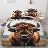 NDXRWDZR Nevresim Takımı 220 x 240 Yetişkin Buffalo Kahverengi Nevresim Fermuarlı 2 Kişilik Rahat Nefes Alabilir Mikrofiber Nevresim ve 2 Yastık Kılıfı 65 x 65 cm