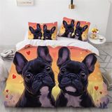 NDXRWDZR Nevresim Takımı 220 x 240 Yetişkin Bulldog Siyah Nevresim Fermuarlı 2 Kişilik Rahat Nefes Alabilir Mikrofiber Nevresim ve 2 Yastık Kılıfı 65 x 65 cm
