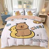 NDXRWDZR Nevresim Takımı 220 x 240 Yetişkin Capybara Sevimli Nevresim Fermuarlı 2 Kişilik Rahat Nefes Alabilir Mikrofiber Nevresim ve 2 Yastık Kılıfı 65 x 65 cm