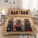 NDXRWDZR Nevresim Takımı 220 x 240 Yetişkin Davul Gitar Nevresim 2 Kişilik Fermuarlı Rahat Nefes Alabilir Mikrofiber Nevresim ve 2 Yastık Kılıfı 65 x 65 cm