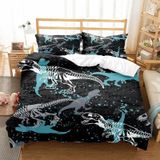 NDXRWDZR Nevresim Takımı 220 x 240 Yetişkin Dinozor Siyah Nevresim Fermuarlı 2 Kişilik Rahat Nefes Alabilir Mikrofiber Nevresim ve 2 Yastık Kılıfı 65 x 65 cm
