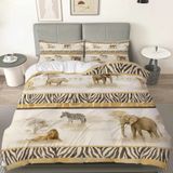 NDXRWDZR Nevresim Takımı 220 x 240 Yetişkin Fil Aslan Nevresim Fermuarlı 2 Kişilik Rahat Nefes Alabilir Mikrofiber Nevresim ve 2 Yastık Kılıfı 65 x 65 cm