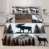 NDXRWDZR Nevresim Takımı 220 x 240 Yetişkin Geyik Avı Nevresim Fermuarlı 2 Kişilik Rahat Nefes Alabilir Mikrofiber Nevresim ve 2 Yastık Kılıfı 65 x 65 cm