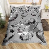 NDXRWDZR Nevresim Takımı 220 x 240 Yetişkin Gri Top Oyunları 2 Kişilik Fermuarlı Nevresim Rahat Nefes Alabilir Mikrofiber Nevresim ve 2 Yastık Kılıfı 65 x 65 cm