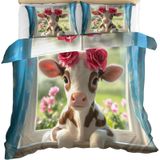 NDXRWDZR Nevresim Takımı 220 x 240 Yetişkin İnek Nevresim Fermuarlı 2 Kişilik Rahat Nefes Alabilir Mikrofiber Nevresim ve 2 Yastık Kılıfı 65 x 65 cm