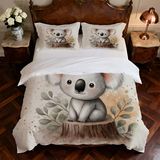 NDXRWDZR Nevresim Takımı 220 x 240 Yetişkin Koala Nevresim 2 Kişilik Fermuarlı Rahat Nefes Alabilir Mikrofiber Nevresim ve 2 Yastık Kılıfı 65 x 65 cm