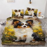 NDXRWDZR Nevresim Takımı 220 x 240 Yetişkin Köpek Kelebek Nevresim Fermuarlı 2 Kişilik Rahat Nefes Alabilir Mikrofiber Nevresim ve 2 Yastık Kılıfı 65 x 65 cm
