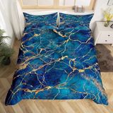 NDXRWDZR Nevresim Takımı 220 x 240 Yetişkin Mavi Mermer Desenli Nevresim Fermuarlı 2 Kişilik Rahat Nefes Alabilir Mikrofiber Nevresim ve 2 Yastık Kılıfı 65 x 65 cm