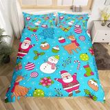 NDXRWDZR Nevresim Takımı 220 x 240 Yetişkin Noel Nevresim 2 Kişilik Fermuarlı Rahat Nefes Alabilir Mikrofiber Nevresim ve 2 Yastık Kılıfı 65 x 65 cm