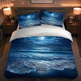 NDXRWDZR Nevresim Takımı 220 x 240 Yetişkin Okyanus Gece Manzaralı Nevresim 2 Kişilik Fermuarlı Rahat Nefes Alabilir Mikrofiber Nevresim ve 2 Yastık Kılıfı 65 x 65 cm